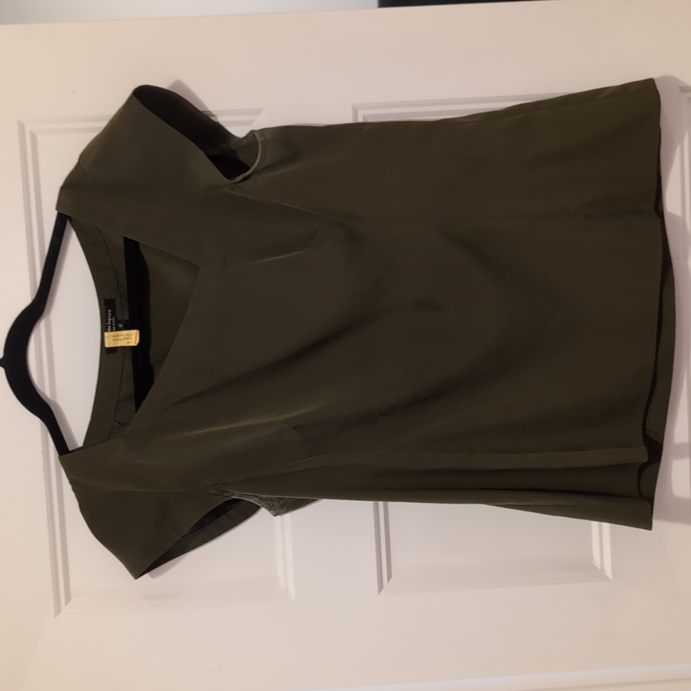 NANETTE LEPORE cap sleeve, olive green blouse